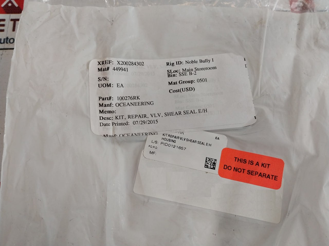 Oceaneering 100276-sk Flow Plate In/Ou Compression Spring Shear Seal Valve Kit
