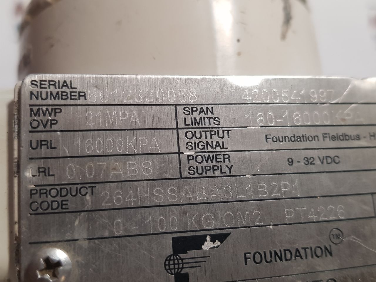 Abb 2600T Series Pressure Transmitter 9-32 Vdc 0-100 Kg/Cm2