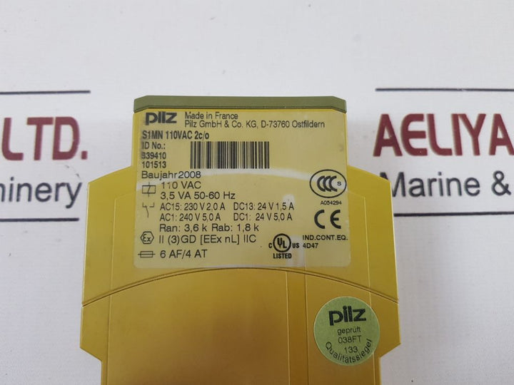 Pilz S1Mn Thermistor Monitoring Relay 110Vac 2C/O