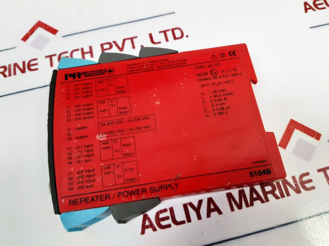 PR Electronics 5104B Repeater Power Supply 24-250V 24-230V 3W 50-60Hz 4-20mA