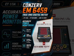 Conzerv Em 6459 True Rms Digital Meter Ct /1 Or 5A Ac Pt /80 To 600V Aux 44-300V