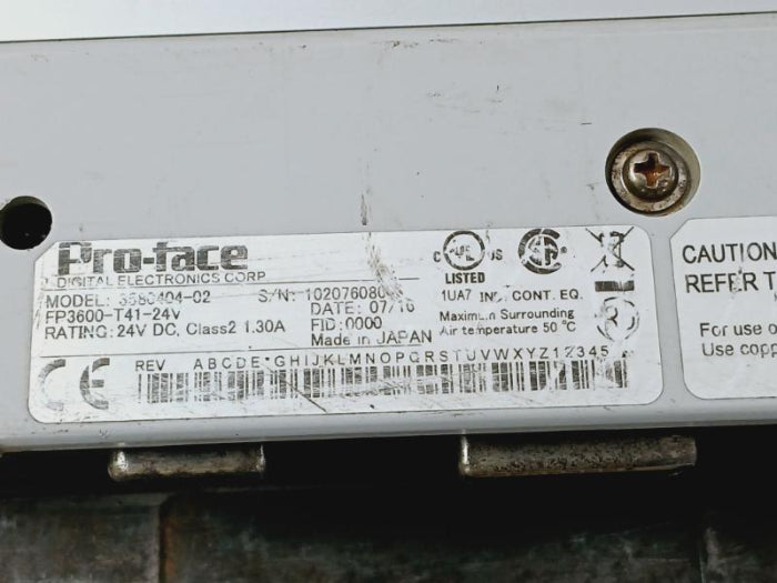 Pro-face Fp3600-t41-24V Touchscreen Hmi Panel 3580404-02