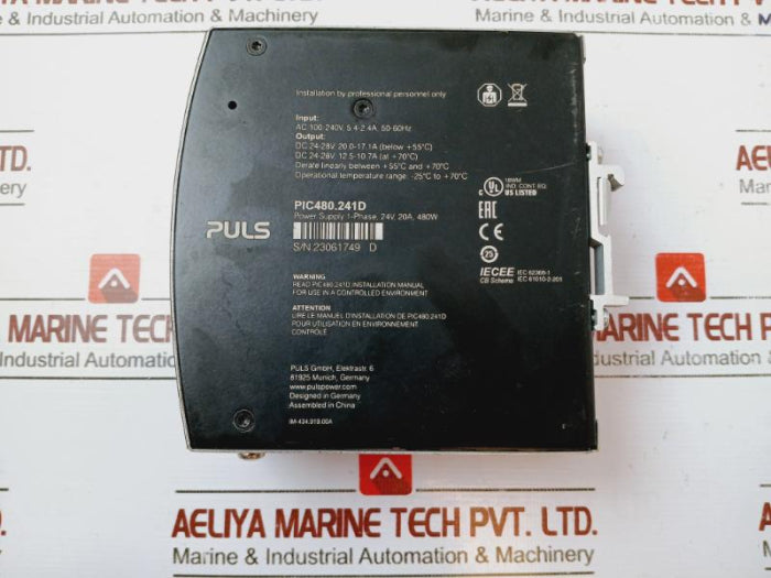 Puls Pic480.241D Switching Power Supply Unit 1-phase Ac 100-240V, 5.4-2.4A, 50-60Hz
