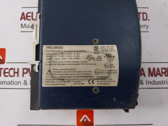 Puls Yr2 Diode Dual Redundancy And Decoupling Module Level 5 E137006 Dc12-48V