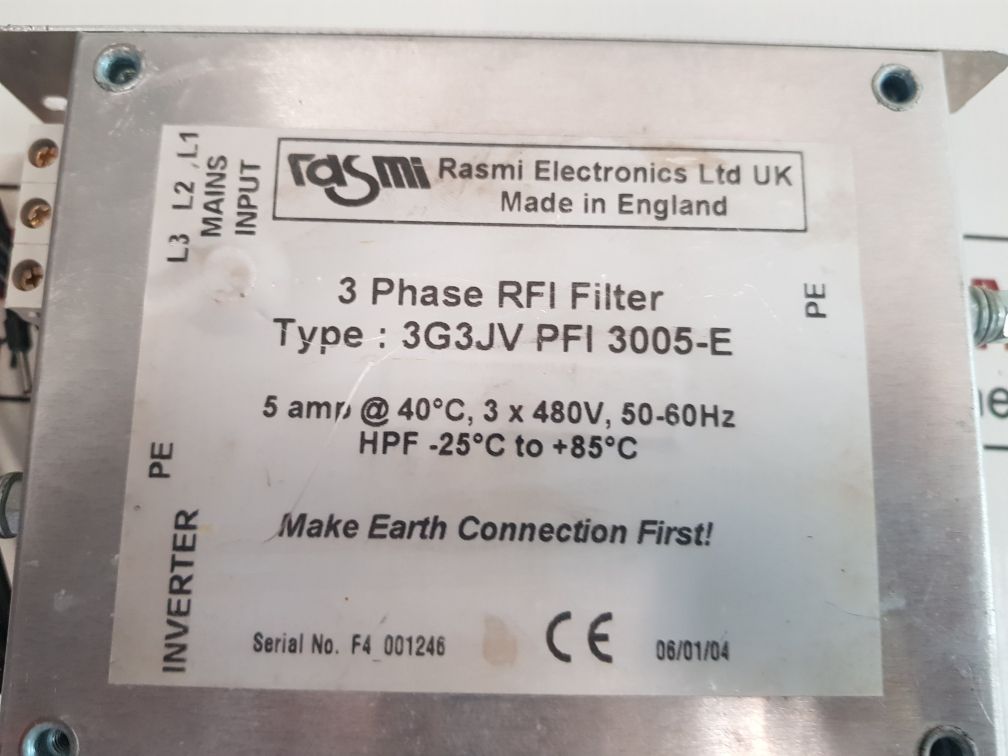 Rasmi Electronics 3G3Jv Pfi 3005-e 3 Phase Rfi Filter