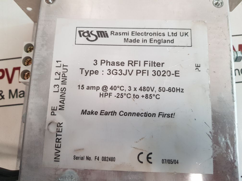 Rasmi Electronics 3G3Jv Pfi 3020-e 3 Phase Rfi Filter