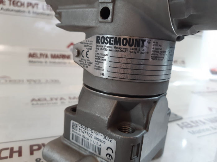 Rosemount 3051/3001 Pressure Transmitter 03031-0761-0022 Ip 66