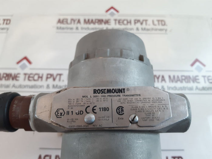 Rosemount 3051/3001 Pressure Transmitter 03031-0761-0022 Ip 66