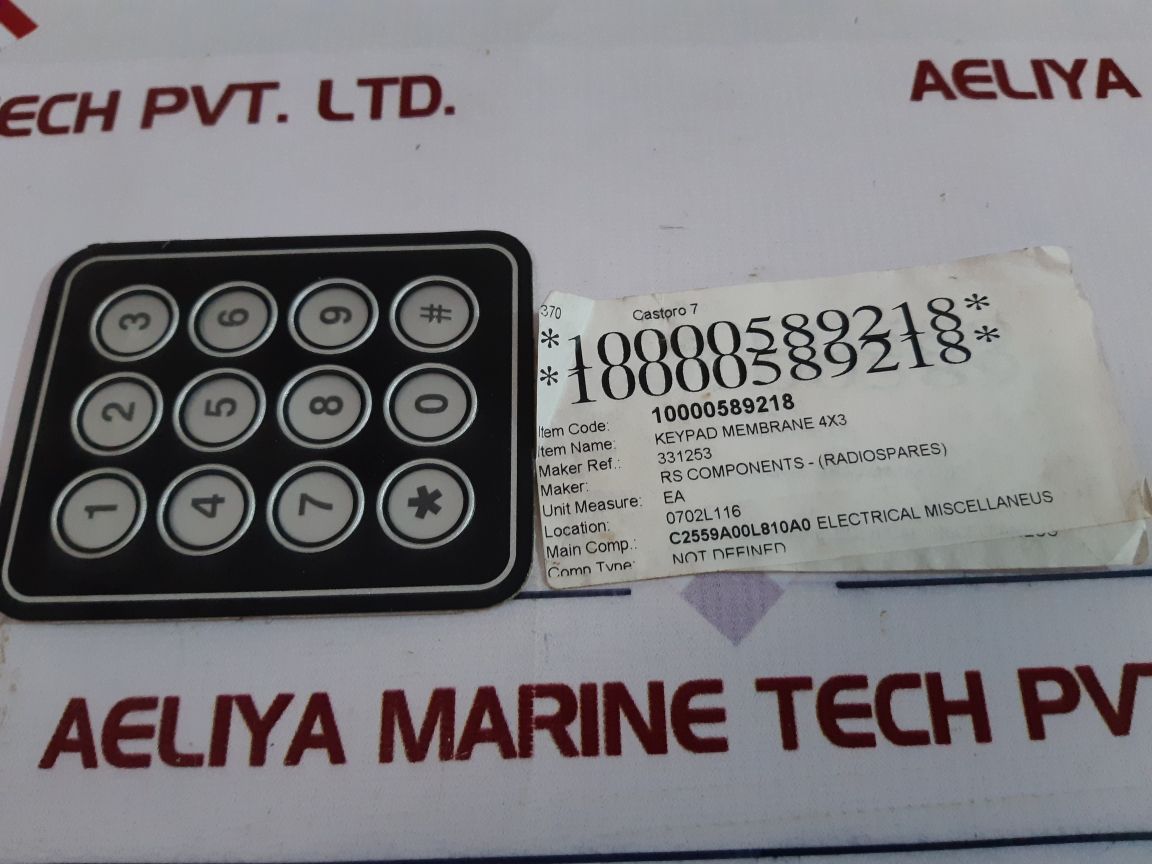 Rs 331-253 keypad membrane 4 x 3