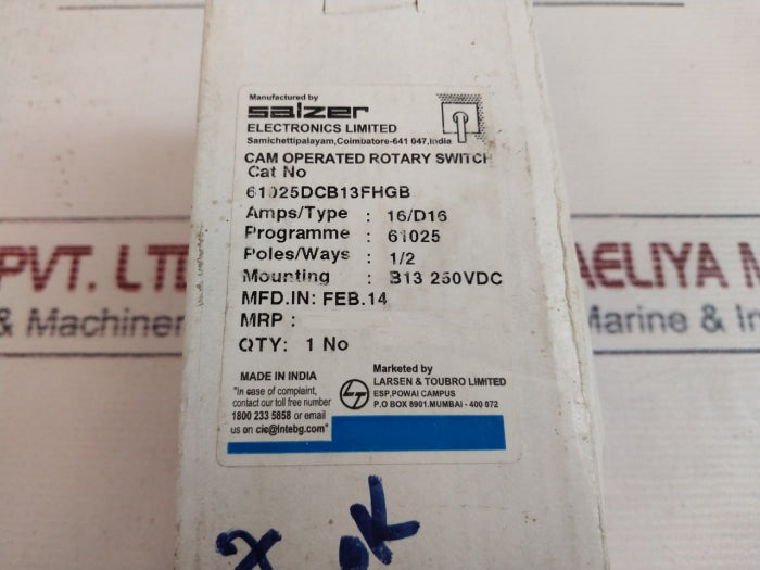 Salzer D16-61025-b13-fhgb Cam Operated Rotary Switch 16/D16 9201402 25101