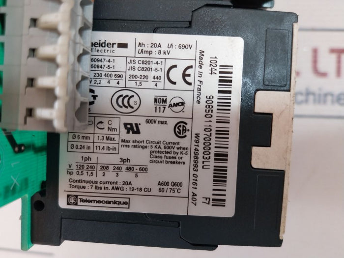 Schneider Electric El05-967 Control Card 600v Max 2f10244 A600 Q600