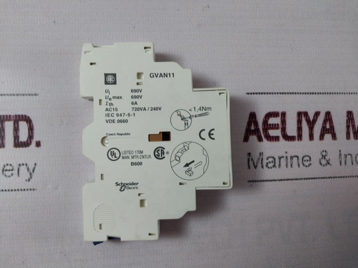 Lot Of 5X SCHNEIDER ELECTRIC GVAN11 Auxillary Contact Block 690V/6A