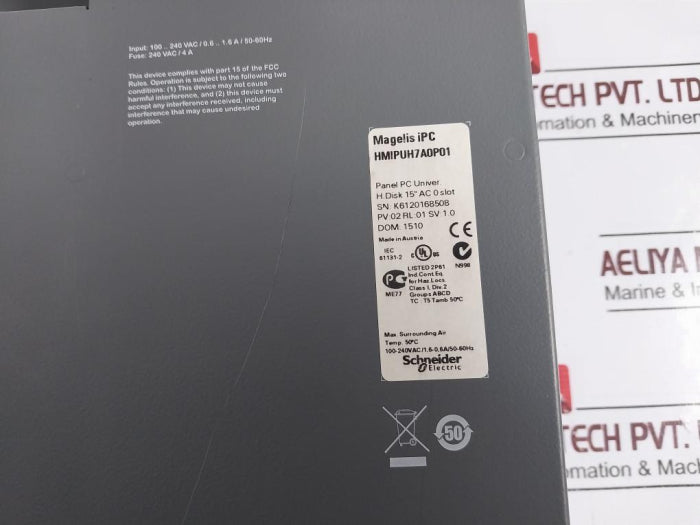 Schneider Electric Hmipuh7A0P01 Magelis Ipc Panel Pc 15”Ac 100-240V(Not Working)