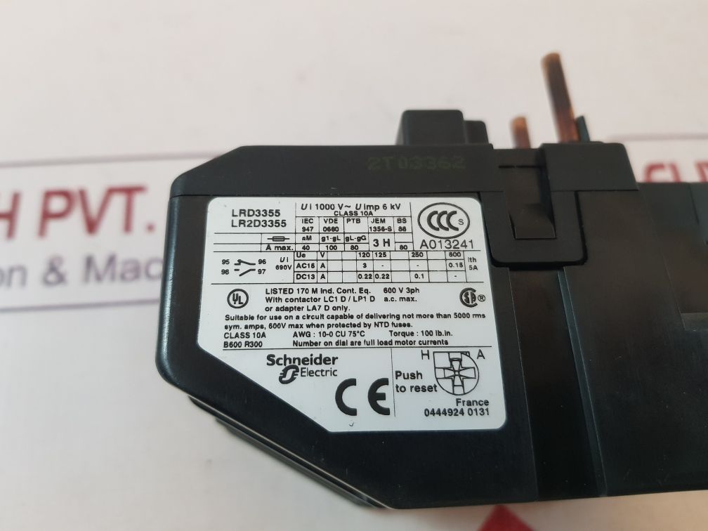 Schneider Electric Lr2D3355 Thermal Overload Relay 1000 V~ 5A