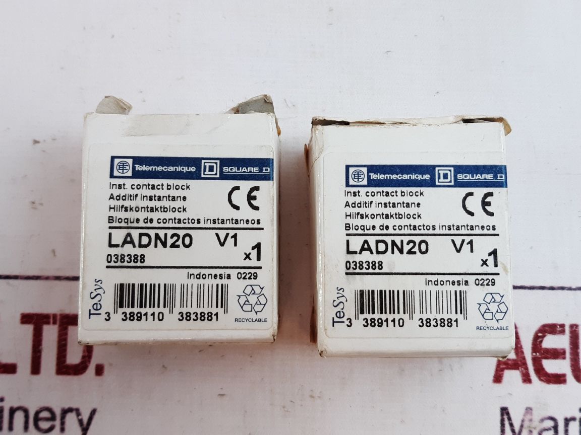 Lot of 2X Telemecanique ladn20 Auxiliary Contact Block BS 4794 690V 038388