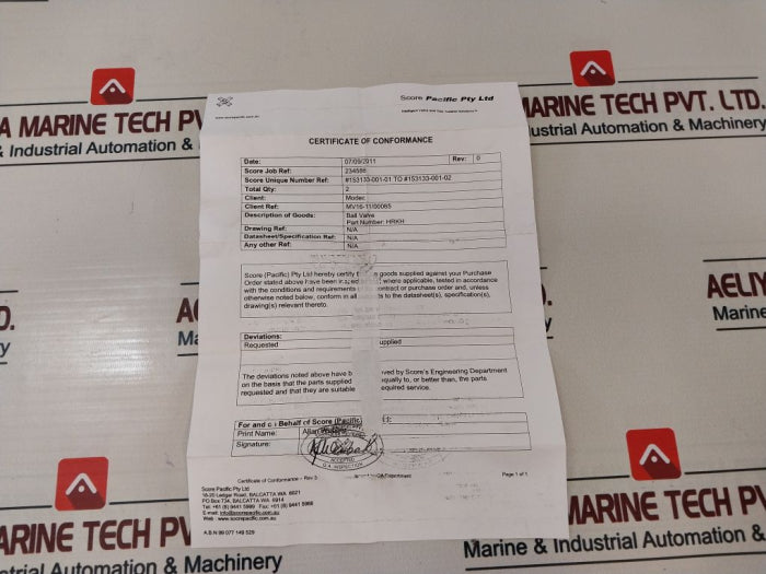 Score Pacific 153133-001-02 Hrkh Ball Valve Replacement Handle