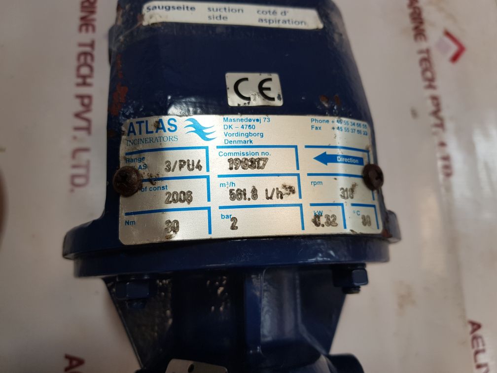 Seepex/Atlas Incinerators Rf 40/1 Geared Motor T80B4 Ip55 3/Pu4