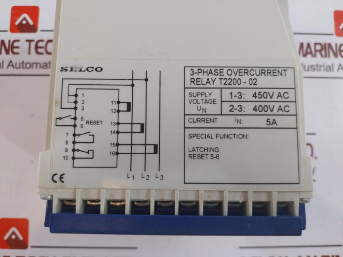Selco T2200-02 3 Phase Over Current Relay Latching Reset 5-6