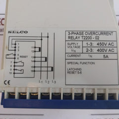 Selco T2200-02 3 Phase Over Current Relay Latching Reset 5-6