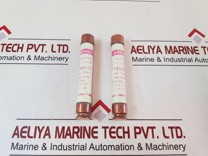 Set of 2X Gould shawmut tri-onic TRS25R time delay fuse 600V AC