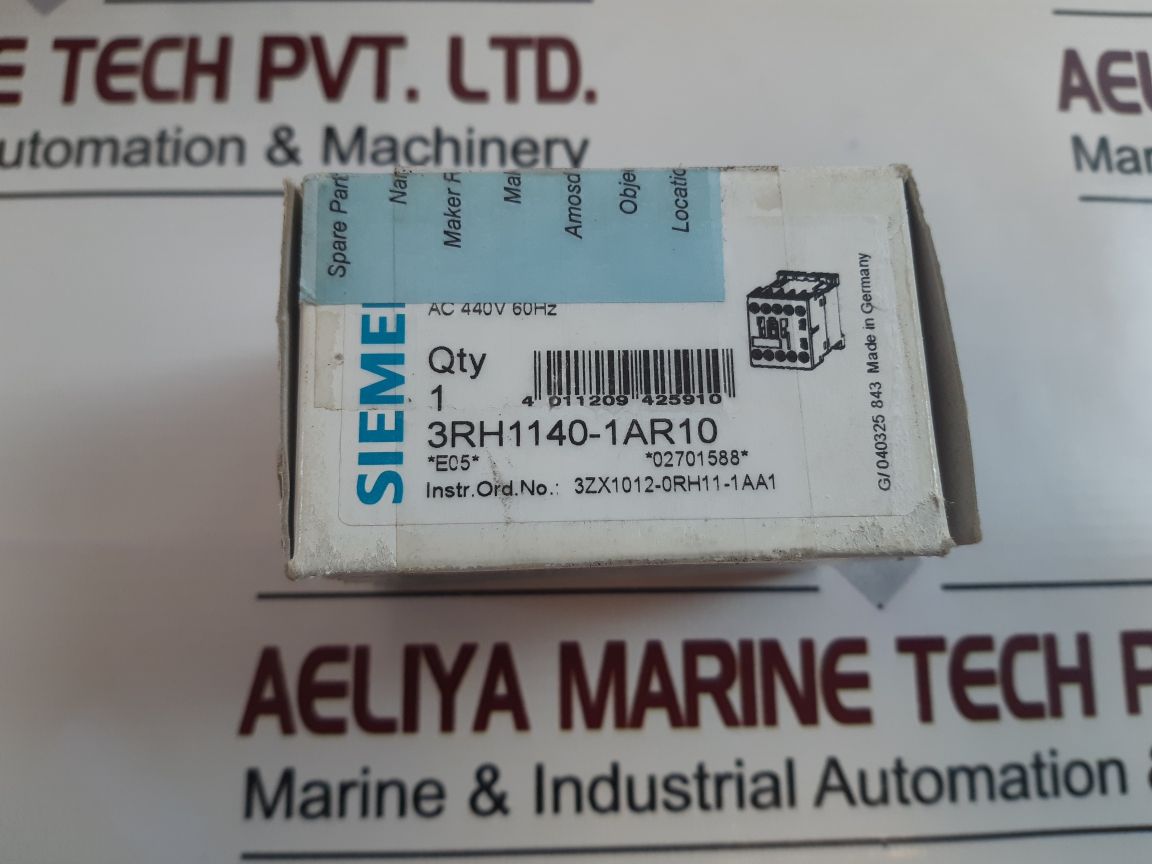 Siemens 3Rh1140-1Ar10 Contactor Relay 440V 60Hz