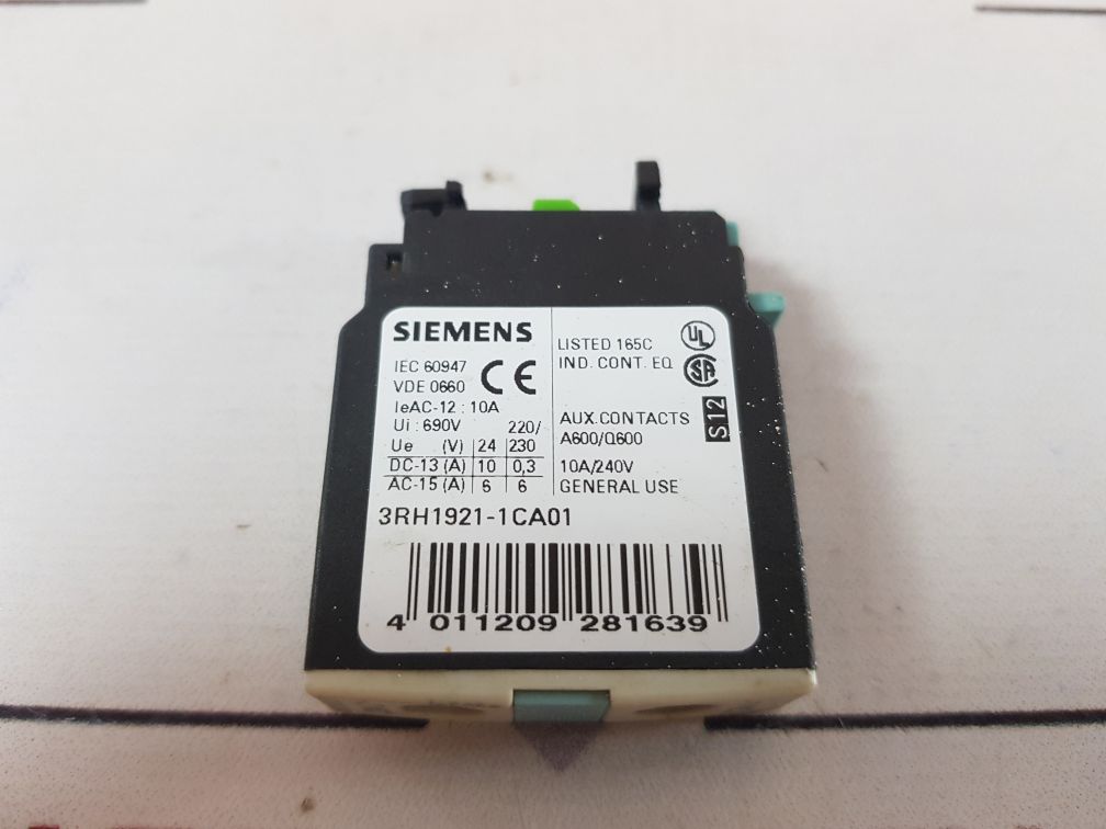 Set of 2X Siemens 3rh1921-1ca01 auxiliary contact block