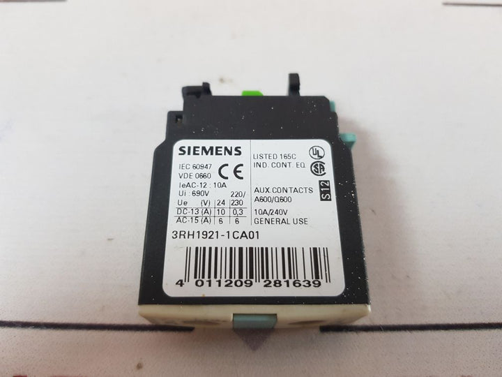 Set of 2X Siemens 3rh1921-1ca01 auxiliary contact block