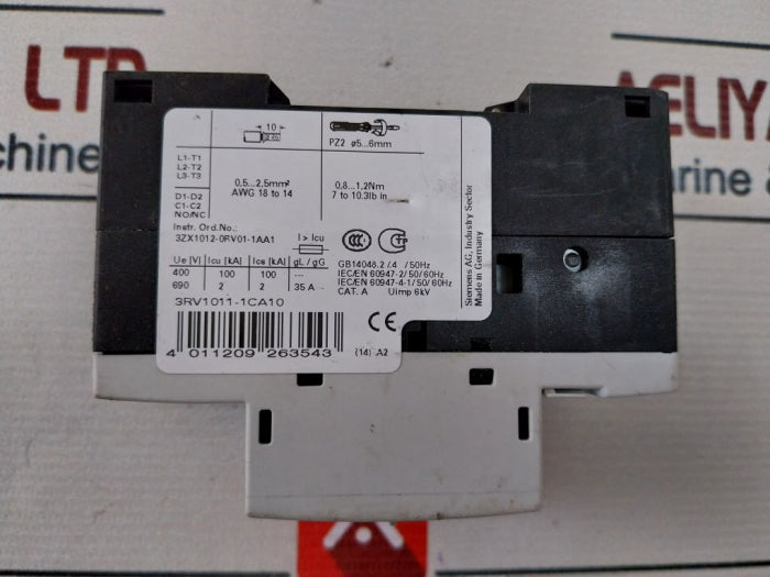 Siemens 3Rv1011-1Ca10 Motor Control Circuit Breaker 600V Max