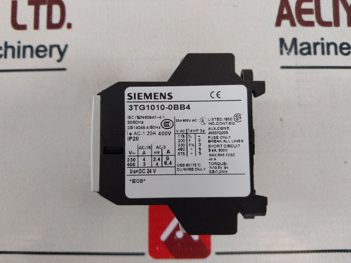 Siemens 3Tg1010-0Bb4 Contactor 20A 400V 50/60Hz