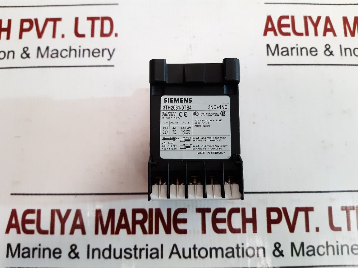 Siemens 3Th2031-0Tb4 Control Relay - Aeliya Marine Tech