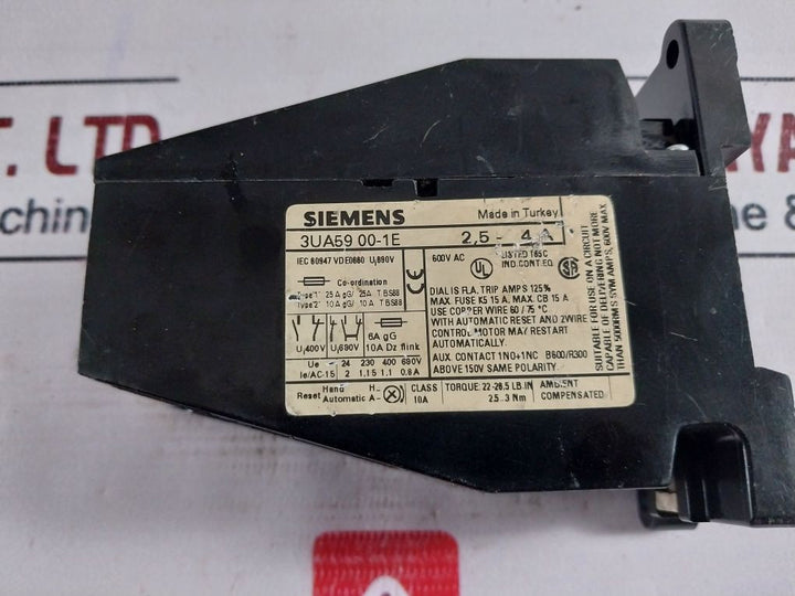 Siemens 3Ua59 00-1E Motor Protection Overload Relay