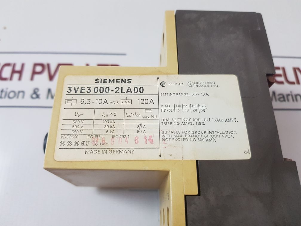 Siemens 3Ve3 000-2La00 Motor Starter Protector