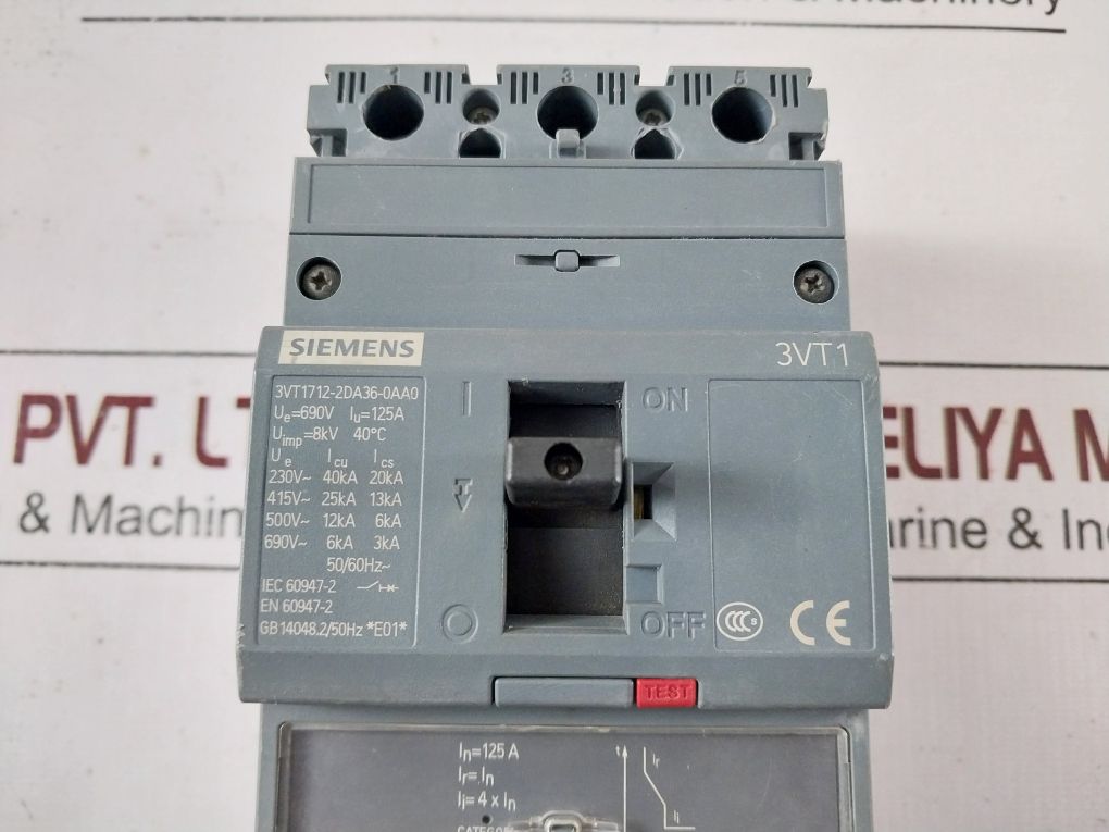 Siemens 3Vt1712-2Da36-0Aa0 Circuit Breaker 50/60Hz 690V 125A