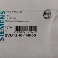 Siemens 3Vu1340-1Nk00 5-8A Circuit Breaker 100222581 50/60Hz
