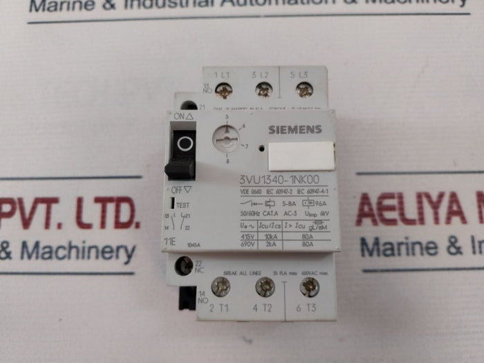 Siemens 3Vu1340-1Nk00 5-8A Circuit Breaker 100222581 50/60Hz