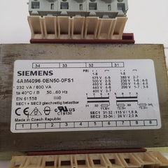 Siemens 4Am4096-0En50-0Fs1 Isolation Transformer