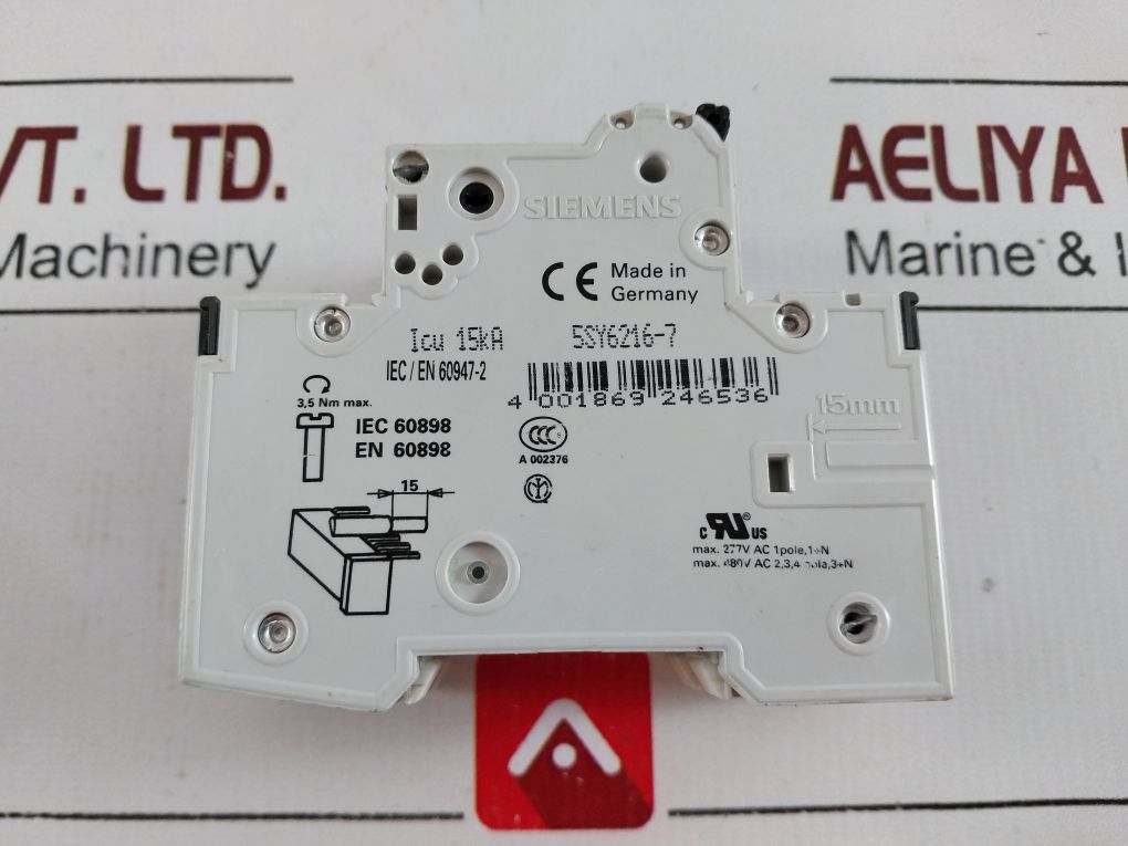 Siemens 5Sy62 Auxiliary Circuit Switch Mcb C16 5Sy6216-7 440V 16A 15Ka