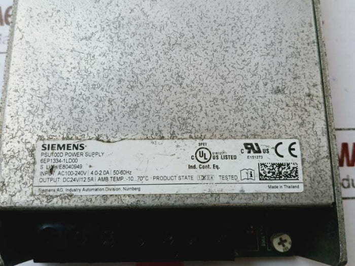 Siemens 6Ep1334-1Ld00 Psu100D Stabilized Power Supply Unit Ac100-240V/4.0-2.0A