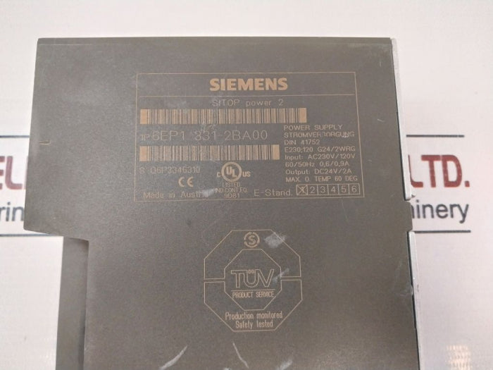 Siemens 6Ep1 331-2Ba00 Sitop Power 2 Power Supply Ac230V/120V 60/50Hz 0,6/0,9A