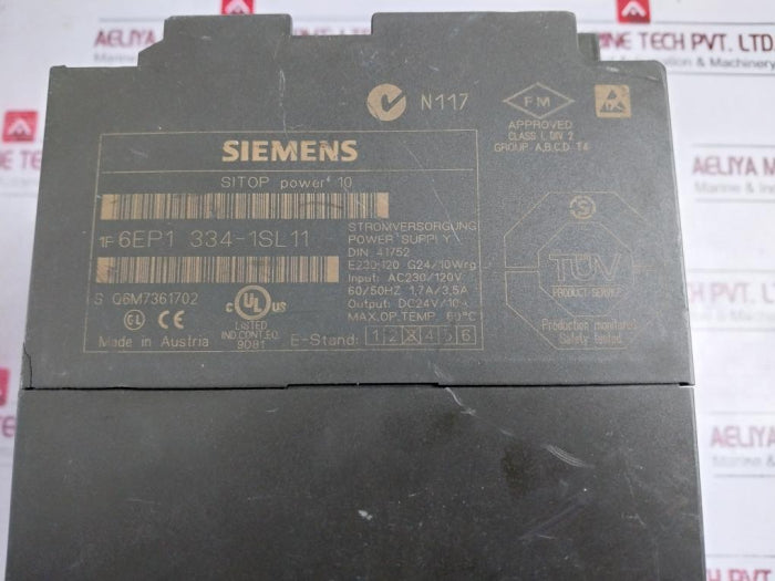 Siemens 6Ep1 334-1Sl11 Sitop Power 10 Power Supply Unit Ac230/120V 60/50Hz 1.7A/3.5A
