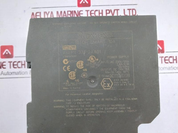 Siemens 6Ep1 334-2Aa01 Sitop Power Supply 24V 10A 50/60Hz