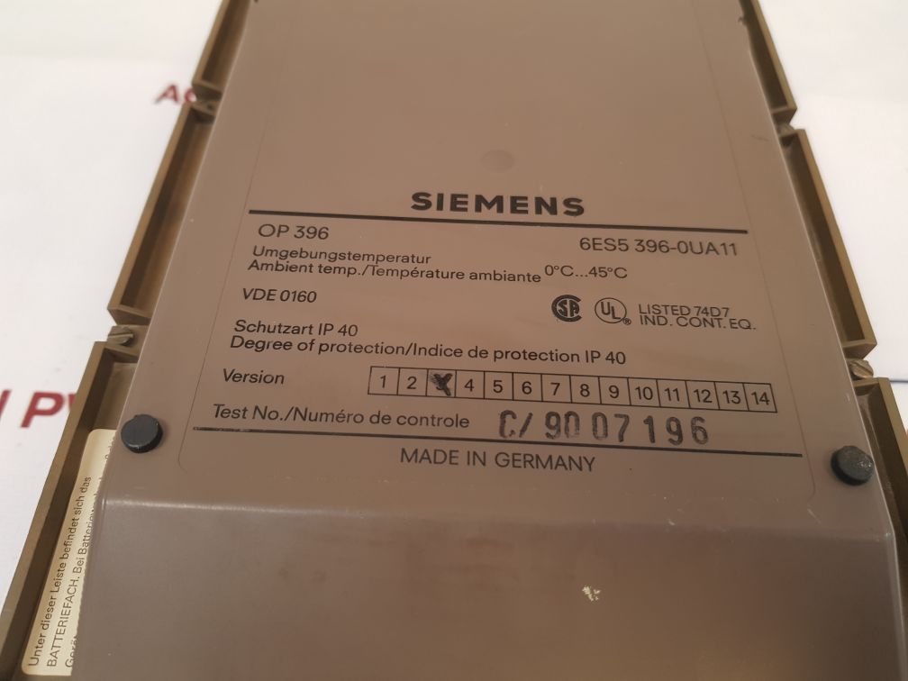 Siemens Simatic S5 6Es5 396-0Ua11 Operator Panel Ver 3 6Es5 982-3Ub11