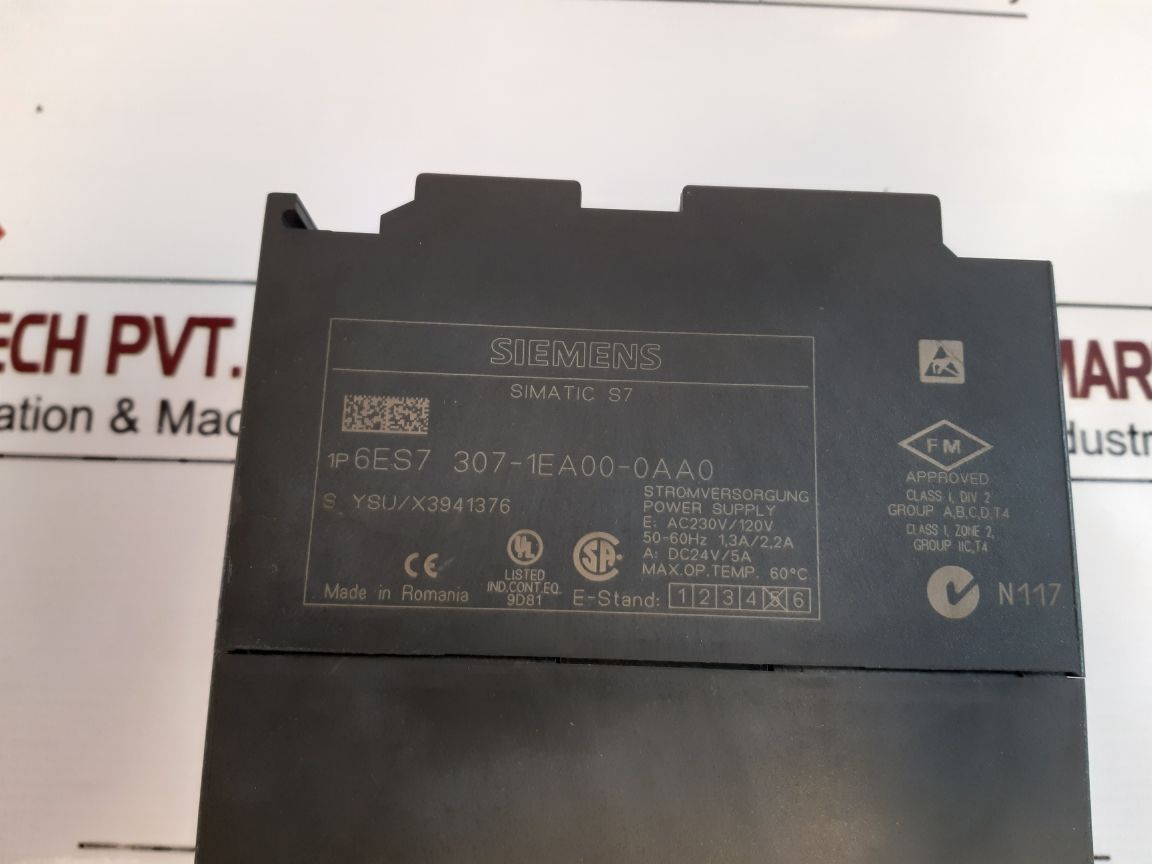 Siemens Simatic S7 6Es7 307-1Ea00-0Aa0 Power Supply 120V