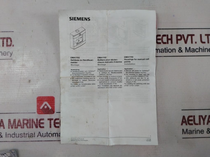 Siemens Dm1153H Manual Call Point Housing