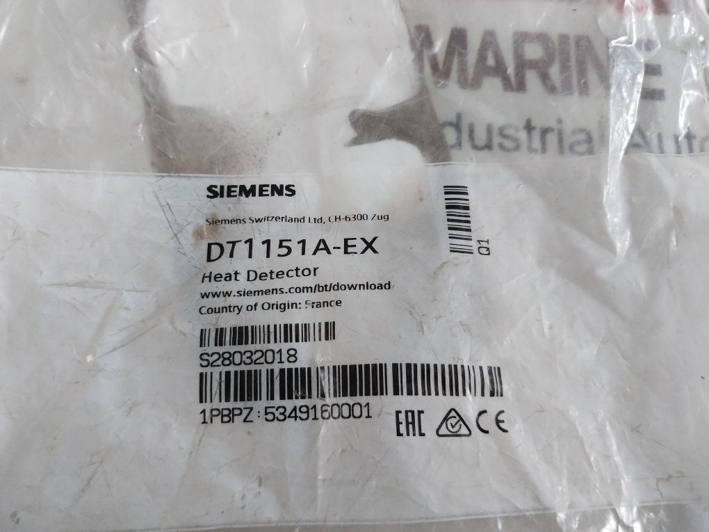 Siemens Dt1151A-ex Heat Detector 493811 5349160001 A- En54-5/A1R.B