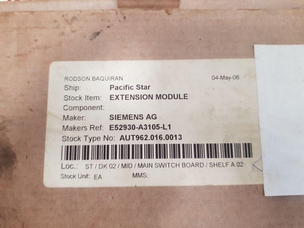 Siemens E52930-a3105-l1 Extension Module