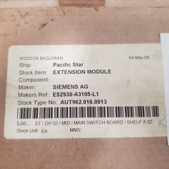 Siemens E52930-a3105-l1 Extension Module
