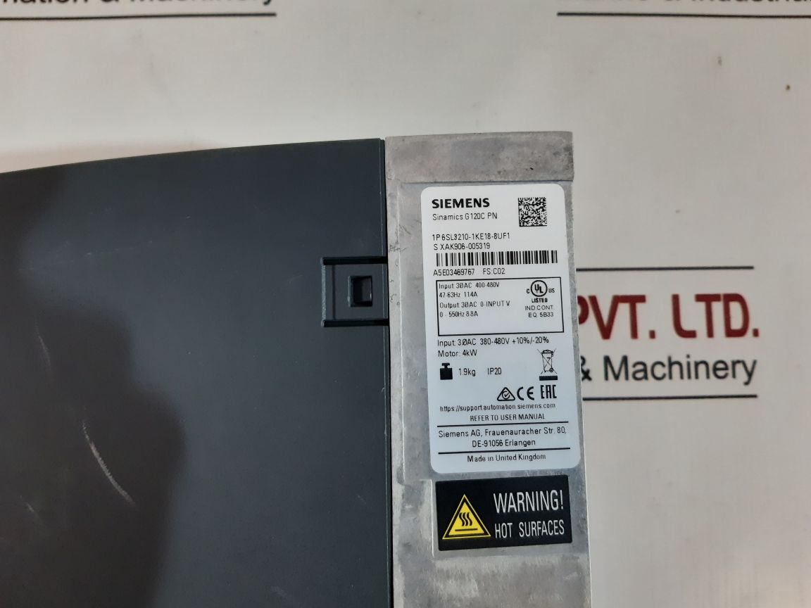Siemens Sinamics G120c Pn Automation Drive Inverter 6sl3210-1ke18-8uf1