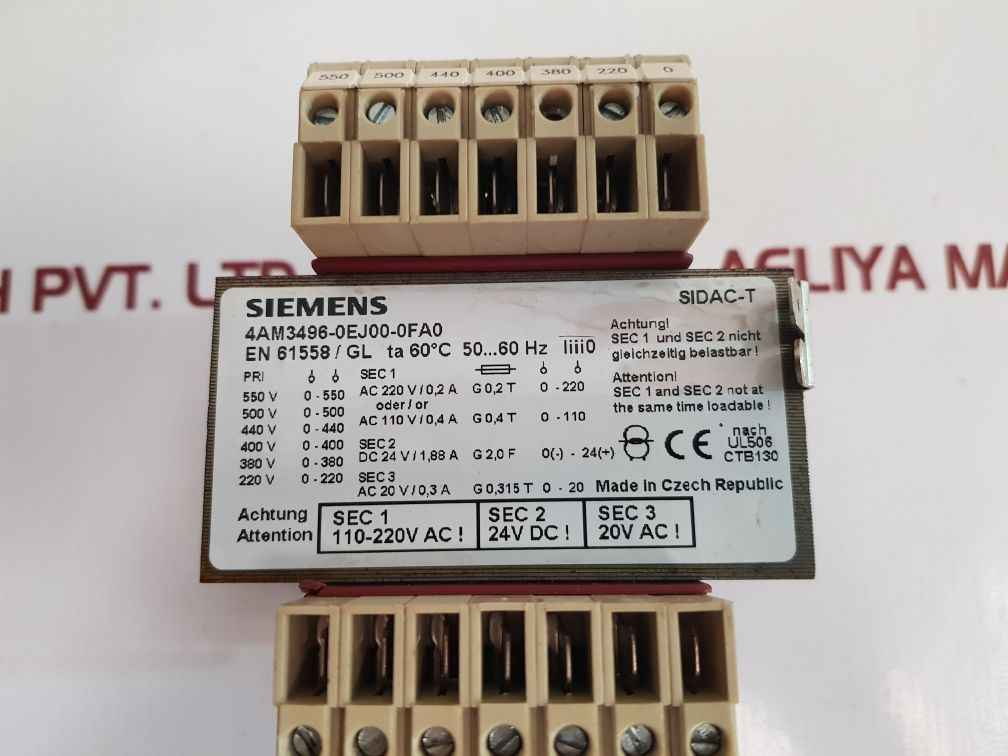 Siemens Sidac-t Transformer 4Am3496-0Ej00-0Fa0