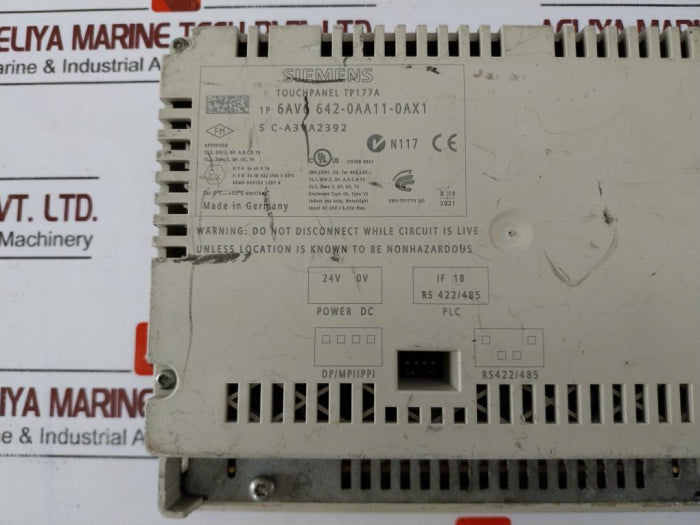 Siemens Simatic 6Av6 642-0Aa11-0Ax1 Touch Panel Tp177A 24Vdc